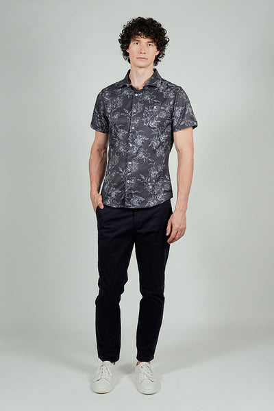 Canada Weather Gear Travel Collection Floral Button Up Casual Shirt - Black
