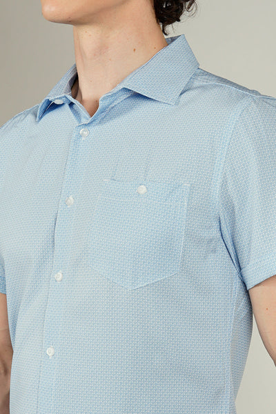 Canada Weather Gear Travel Collection Patterned Button Up Casual Shirt - Blue