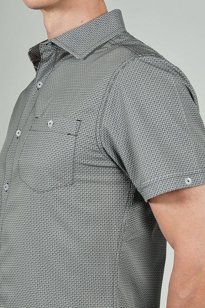 Canada Weather Gear Travel Collection Patterned Button Up Casual Shirt - White
