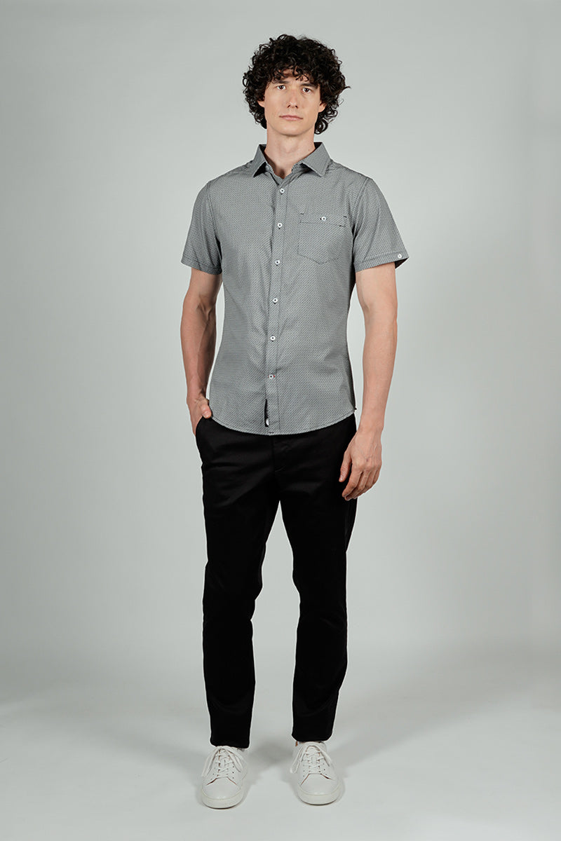 Canada Weather Gear Travel Collection Patterned Button Up Casual Shirt - White