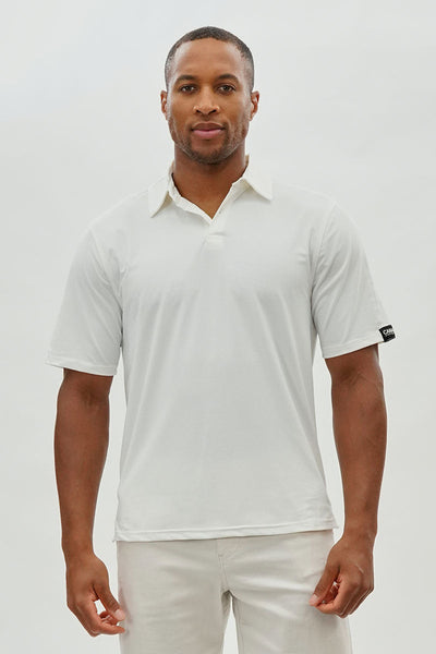 Canada Weather Gear Travel Collection Micro Stripe Polo Shirt - White - Mens Polo Shirts - Canada Weather Gear