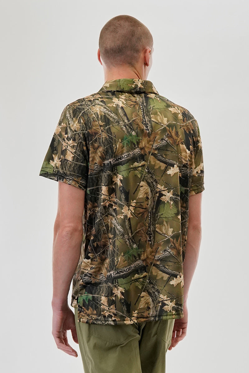 Canada Work Gear Camo Print Collared Polo Shirt - Green - Mens Polo Shirts - Canada Weather Gear