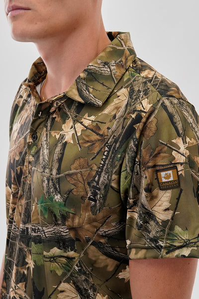 Canada Work Gear Camo Print Collared Polo Shirt - Green - Mens Polo Shirts - Canada Weather Gear
