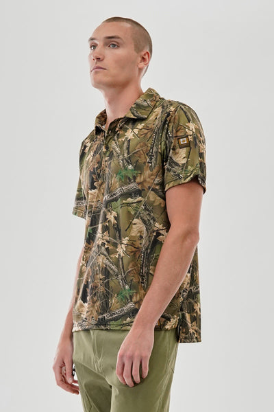 Canada Work Gear Camo Print Collared Polo Shirt - Green - Mens Polo Shirts - Canada Weather Gear