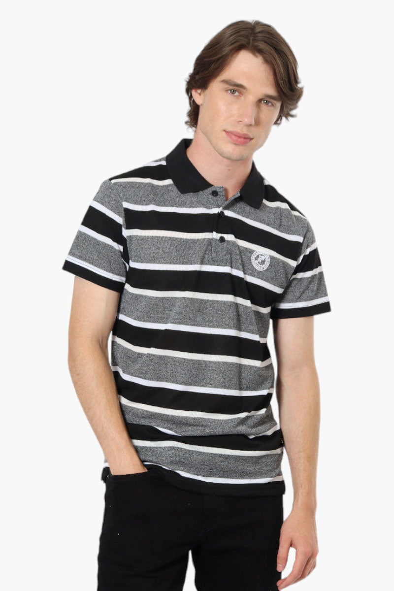 Canada Weather Gear Striped Button Up Polo Shirt - Black - Mens Polo Shirts - Canada Weather Gear