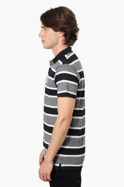 Canada Weather Gear Striped Button Up Polo Shirt - Black - Mens Polo Shirts - Canada Weather Gear