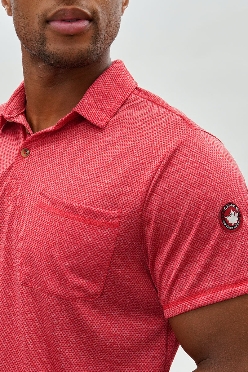 Canada Weather Gear Waffle Texture Polo Shirt - Red
