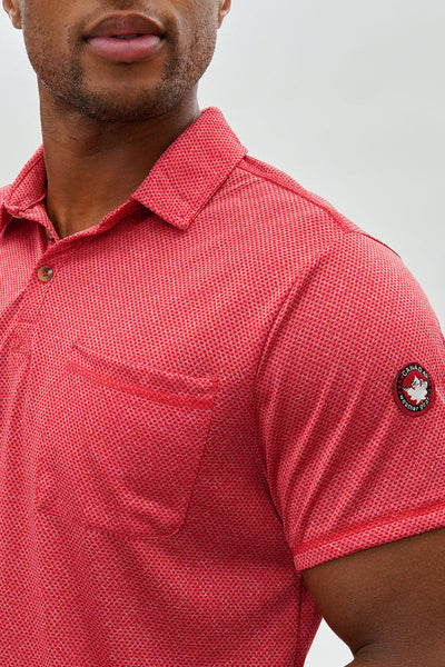 Canada Weather Gear Waffle Texture Polo Shirt - Red