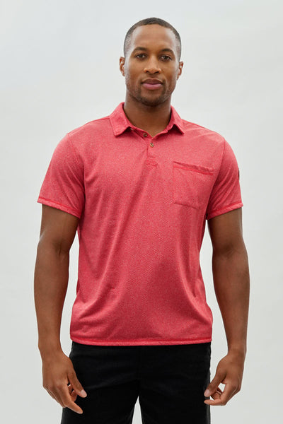 Canada Weather Gear Waffle Texture Polo Shirt - Red