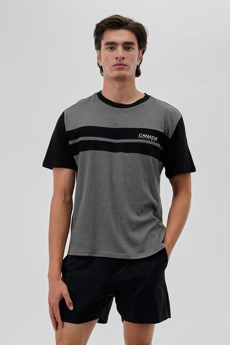 Canada Weather Gear Striped Colour Block Tee - Grey - Mens Tees & Tank Tops - Canada Weather Gear