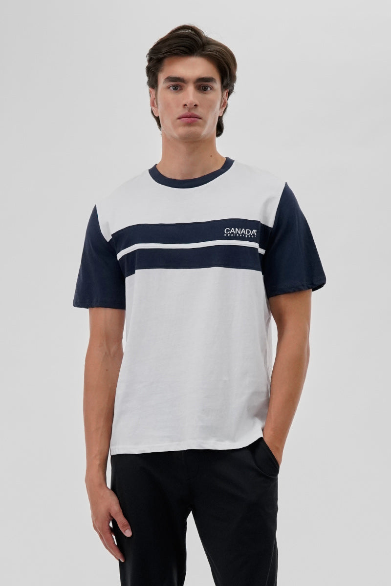 Canada Weather Gear Striped Colour Block Tee - White - Mens Tees & Tank Tops - Canada Weather Gear