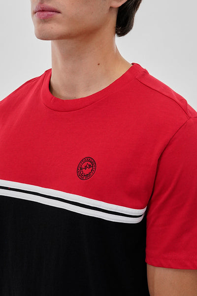 Canada Weather Gear Striped Colour Block Tee - Red - Mens Tees & Tank Tops - Canada Weather Gear