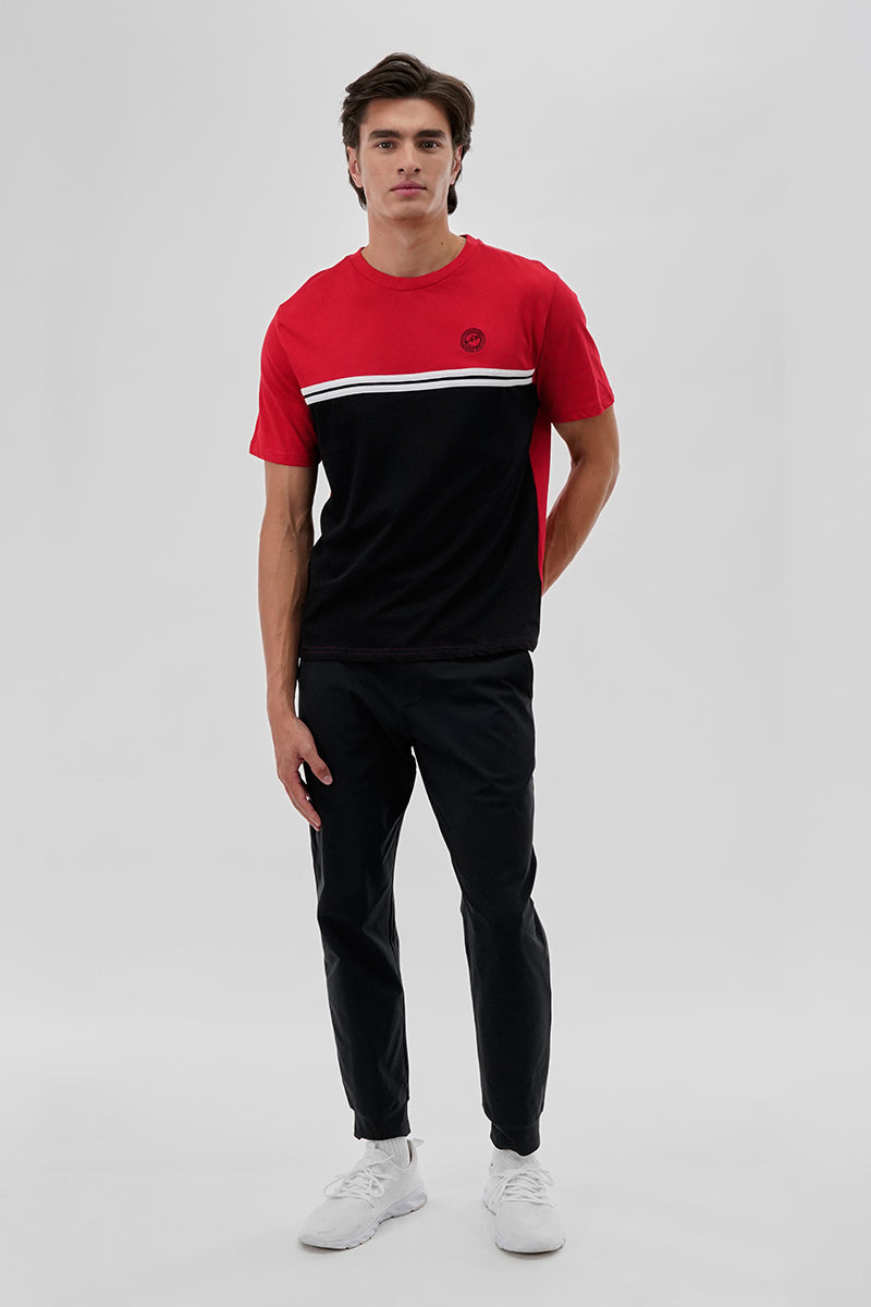 Canada Weather Gear Striped Colour Block Tee - Red - Mens Tees & Tank Tops - Canada Weather Gear