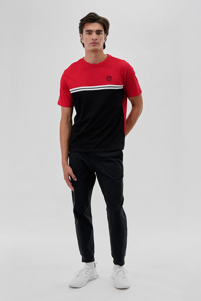 Canada Weather Gear Striped Colour Block Tee - Red - Mens Tees & Tank Tops - Canada Weather Gear