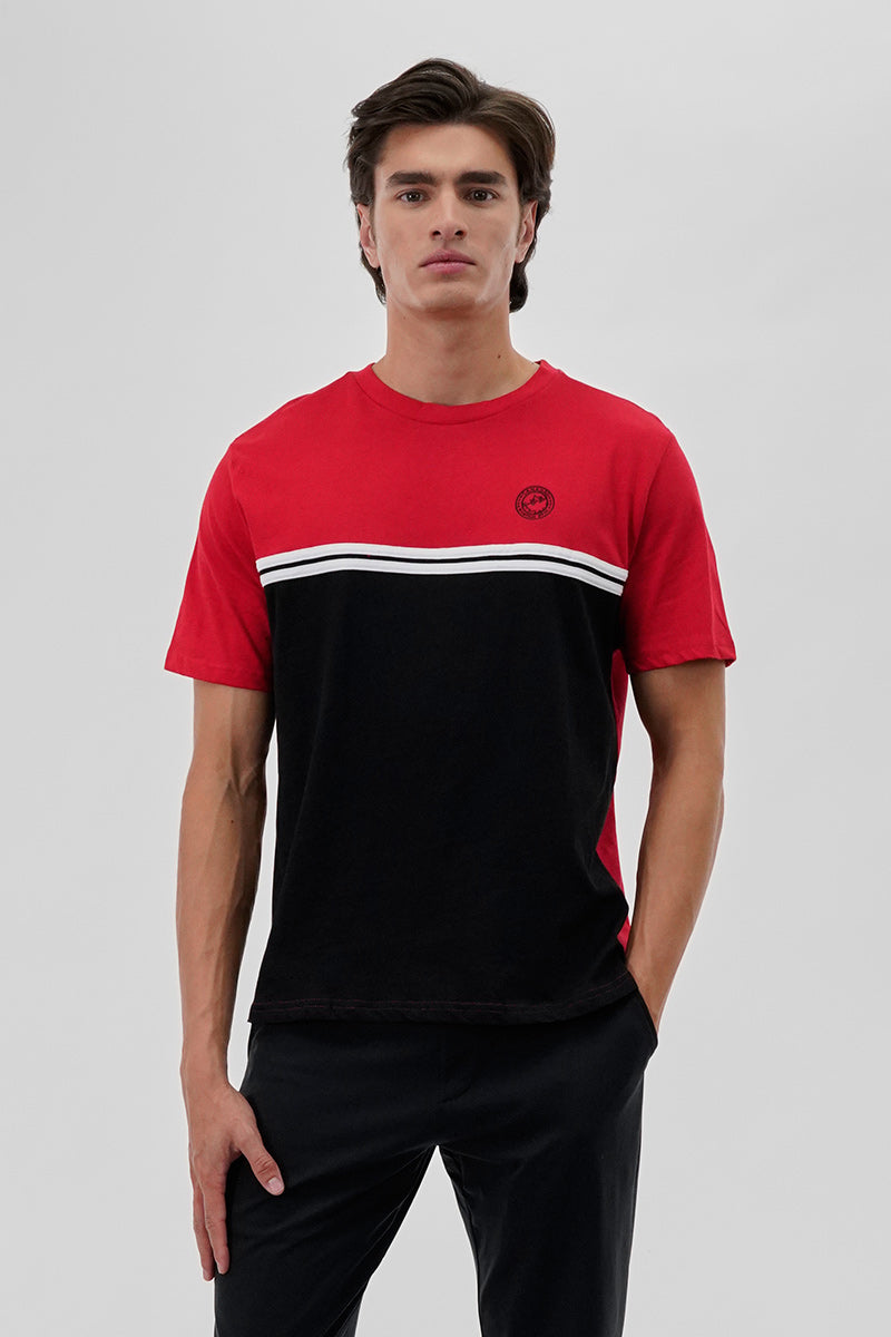 Canada Weather Gear Striped Colour Block Tee - Red - Mens Tees & Tank Tops - Canada Weather Gear