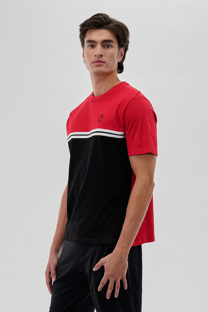 Canada Weather Gear Striped Colour Block Tee - Red - Mens Tees & Tank Tops - Canada Weather Gear