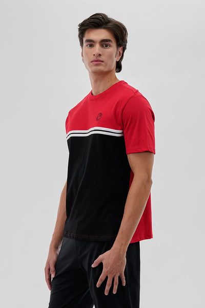 Canada Weather Gear Striped Colour Block Tee - Red - Mens Tees & Tank Tops - Canada Weather Gear