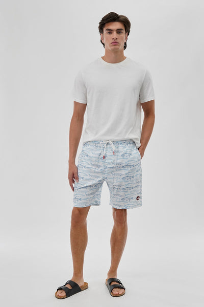 Canada Weather Gear Fish Pattern Elastic Surf Shorts - White - Mens Shorts & Capris - Canada Weather Gear
