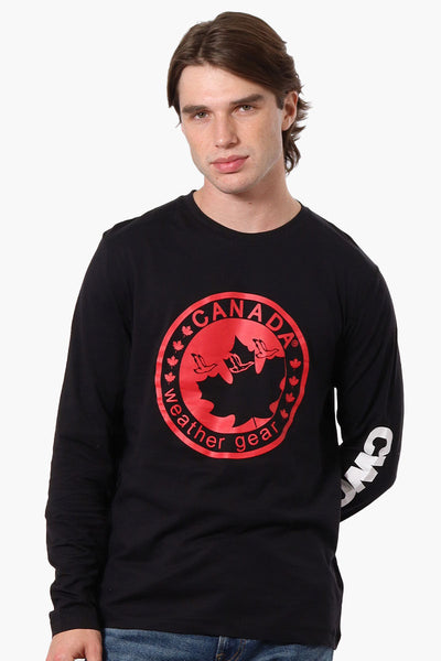 Canada Weather Gear Logo Sleeve Long Sleeve Top - Black - Mens Long Sleeve Tops - Canada Weather Gear