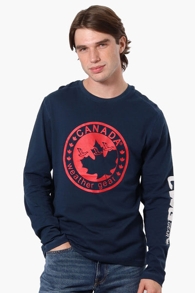 Canada Weather Gear Logo Sleeve Long Sleeve Top - Navy - Mens Long Sleeve Tops - Canada Weather Gear