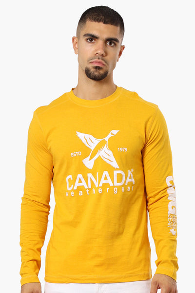 Canada Weather Gear Logo Sleeve Long Sleeve Top - Yellow - Mens Long Sleeve Tops - Canada Weather Gear