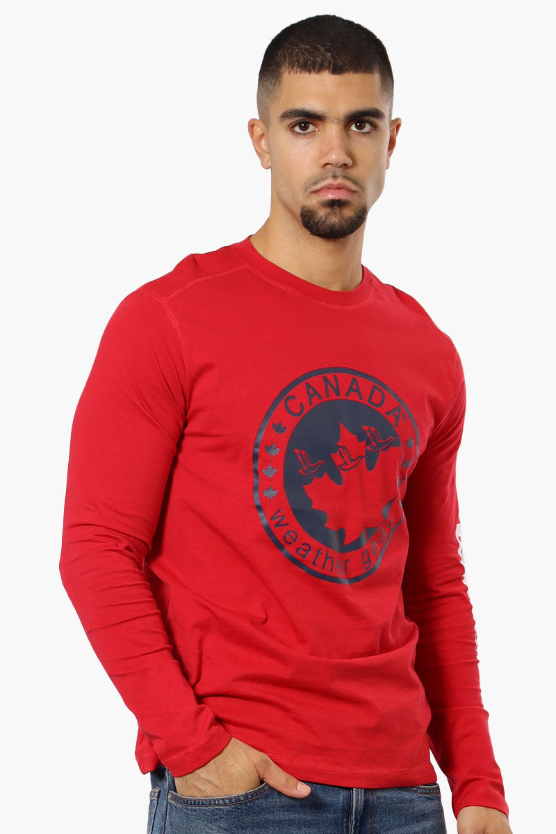 Canada Weather Gear Logo Sleeve Long Sleeve Top - Red - Mens Long Sleeve Tops - Canada Weather Gear