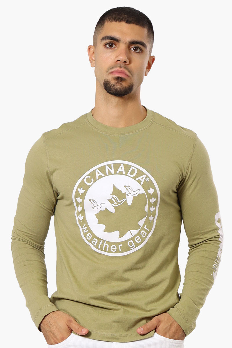 Canada Weather Gear Logo Sleeve Long Sleeve Top - Olive - Mens Long Sleeve Tops - Canada Weather Gear