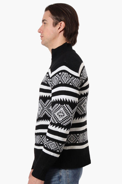 Canada Weather Gear Patterned Zip Up Pullover Sweater - Black - Mens Pullover Sweaters - Canada Weather Gear