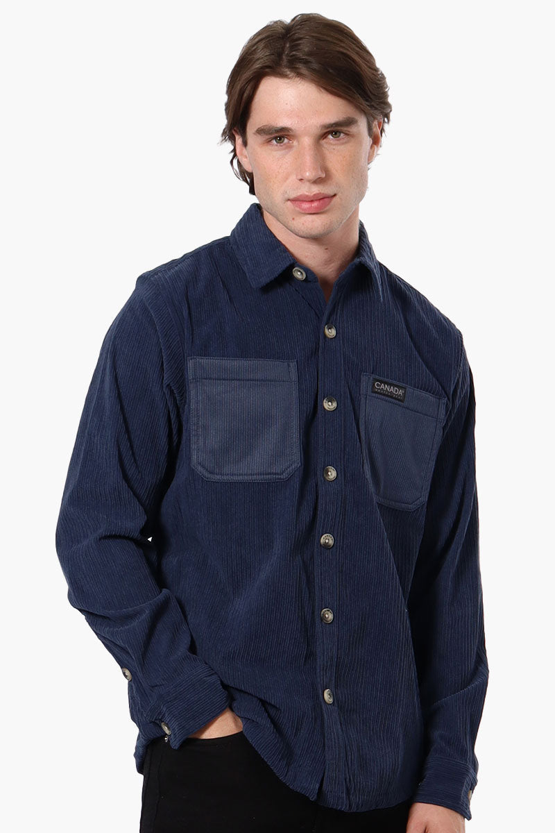 Canada Weather Gear Corduroy Casual Shirt - Navy - Mens Casual Shirts - Canada Weather Gear