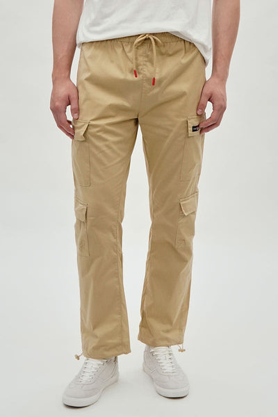 Canada Weather Gear Adventure Bound Tie Waist Cargo Pocket Pants - Cream - Mens Pants - Canada Weather Gear