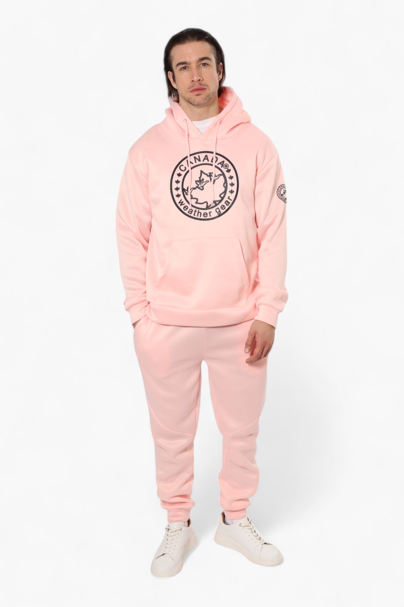 Canada Weather Gear Solid Centre Logo Hoodie - Pink - Mens Hoodies & Sweatshirts - Canada Weather Gear