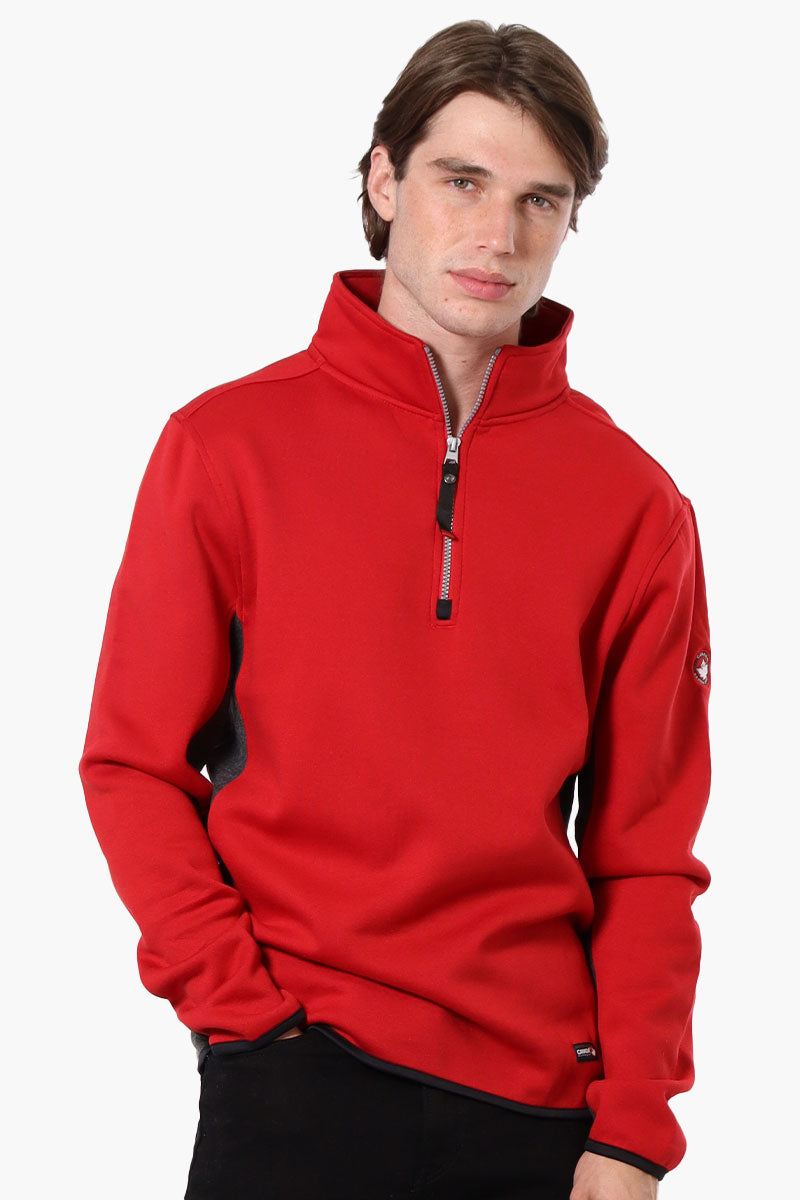 Canada Weather Gear Solid Half Zip Sweatshirt - Red - Mens Hoodies & Sweatshirts - Canada Weather Gear