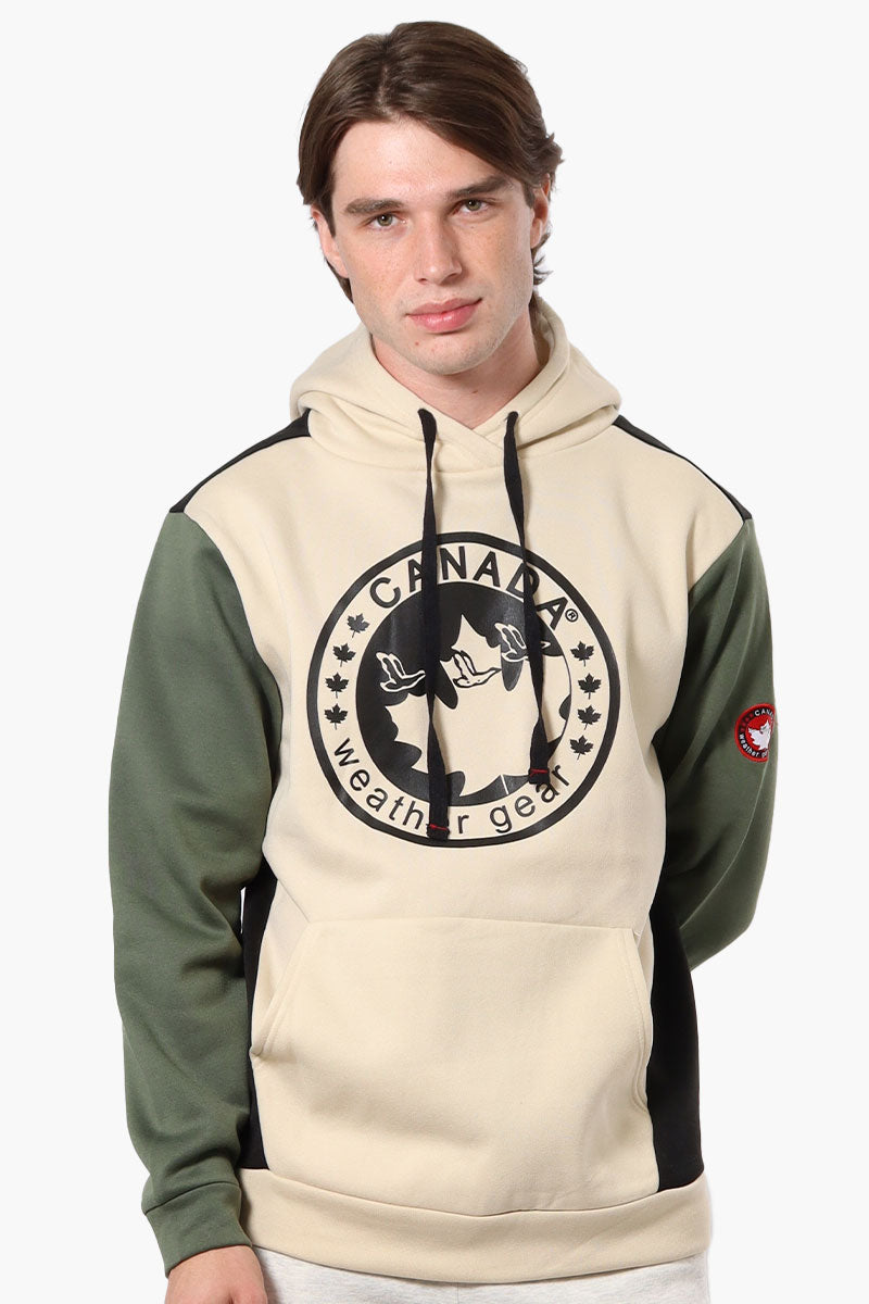 Canada Weather Gear Colour Block Hoodie - Cream - Mens Hoodies & Sweatshirts - Canada Weather Gear