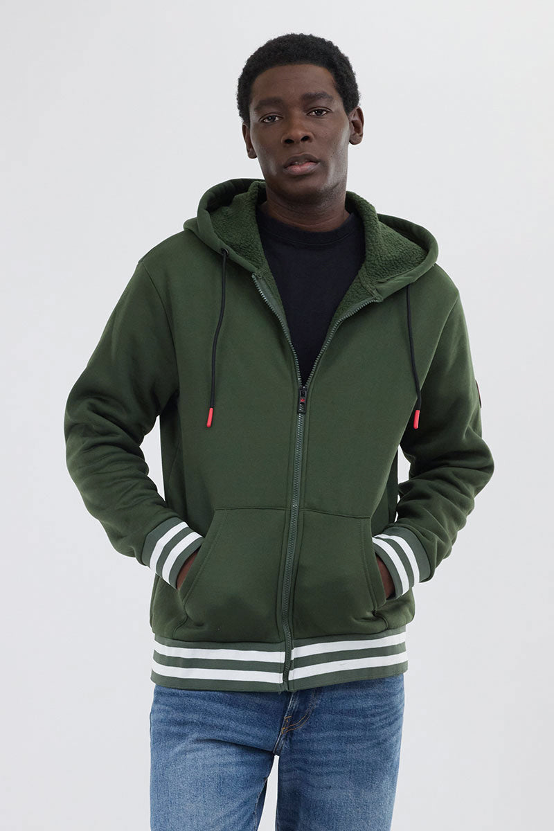 Canada Weather Gear Fleece Lined Zip Up Hoodie - Olive - Mens Hoodies & Sweatshirts - Canada Weather Gear