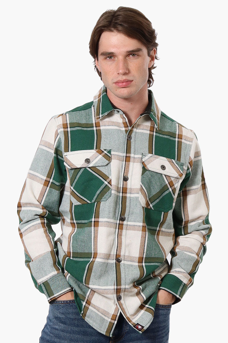 Canada Weather Gear Plaid Button Up Casual Shirt - Green - Mens Casual Shirts - Canada Weather Gear