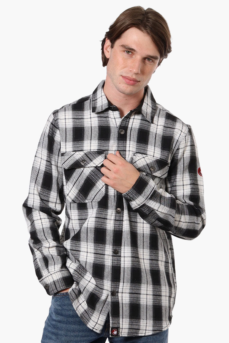 Canada Weather Gear Plaid Button Up Casual Shirt - Black - Mens Casual Shirts - Canada Weather Gear