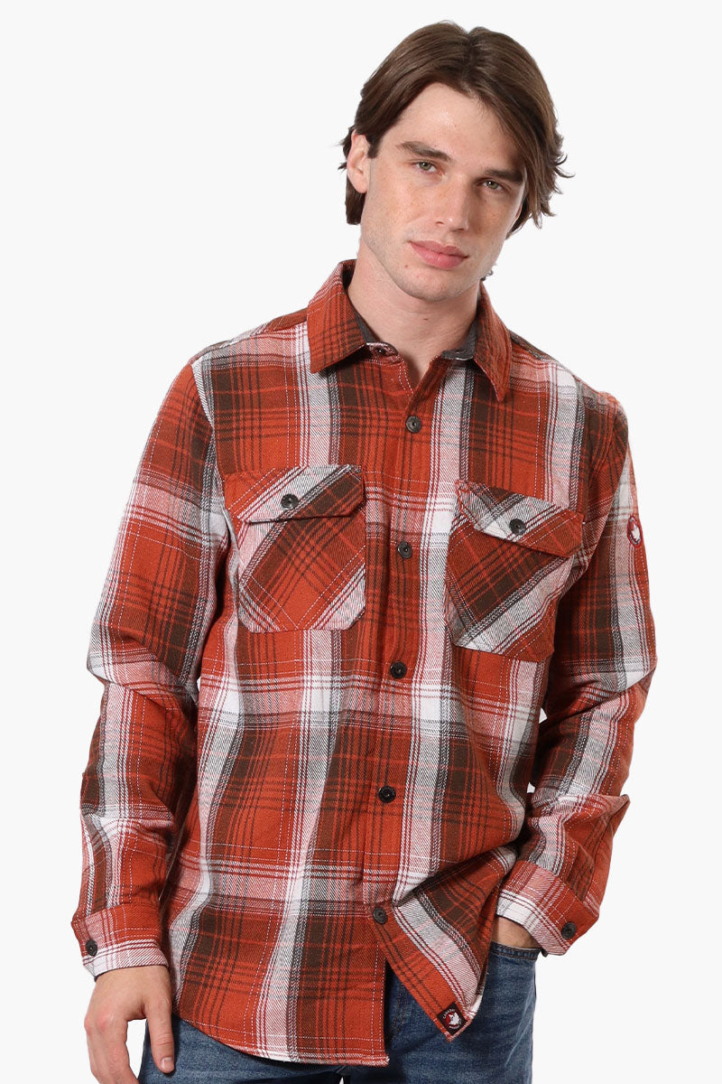 Canada Weather Gear Plaid Button Up Casual Shirt - Rust - Mens Casual Shirts - Canada Weather Gear