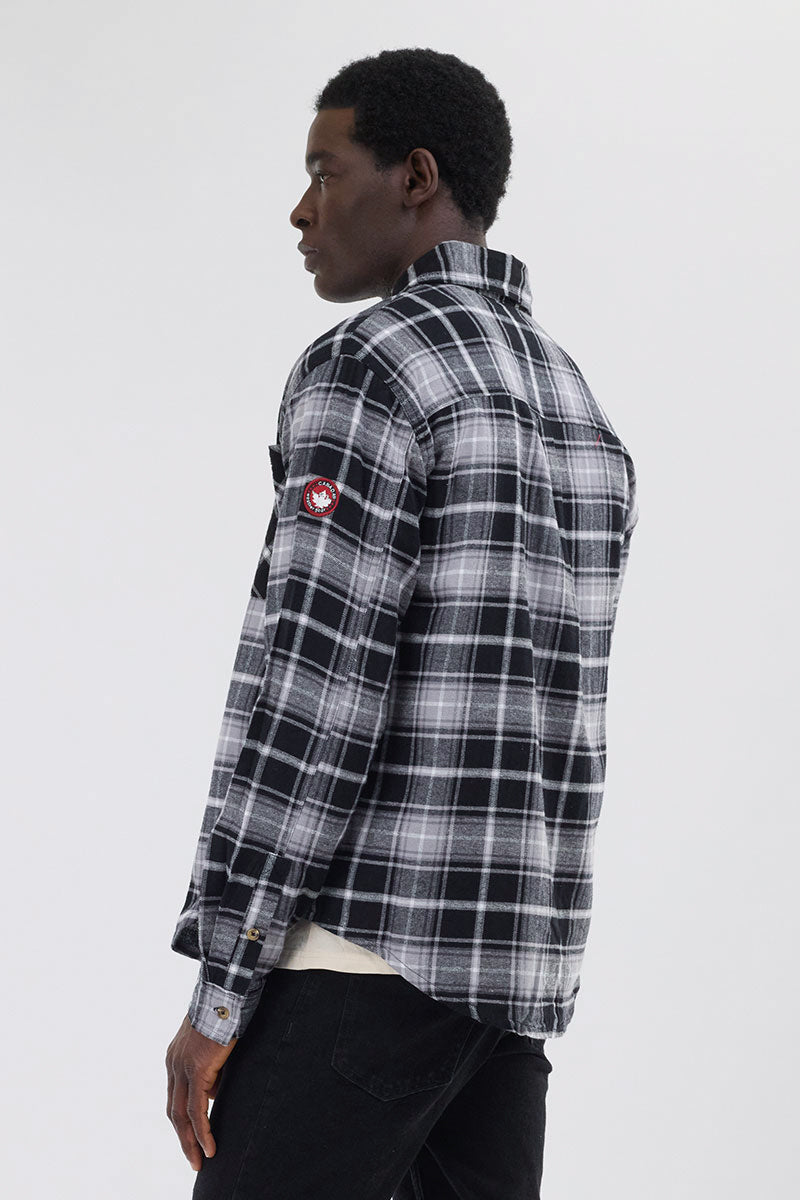Canada Weather Gear Flannel Button Up Casual Shirt - Grey - Mens Casual Shirts - Canada Weather Gear