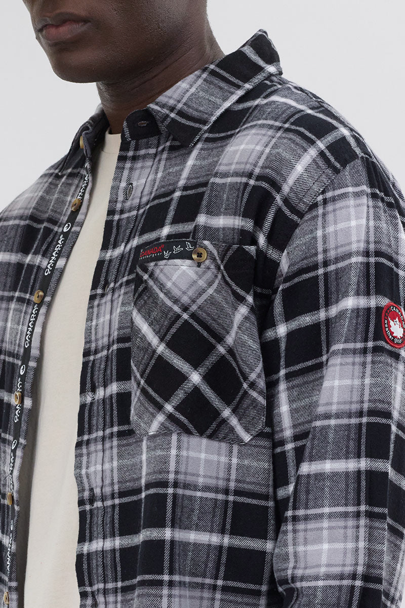 Canada Weather Gear Flannel Button Up Casual Shirt - Grey - Mens Casual Shirts - Canada Weather Gear