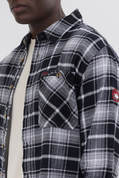 Canada Weather Gear Flannel Button Up Casual Shirt - Grey - Mens Casual Shirts - Canada Weather Gear
