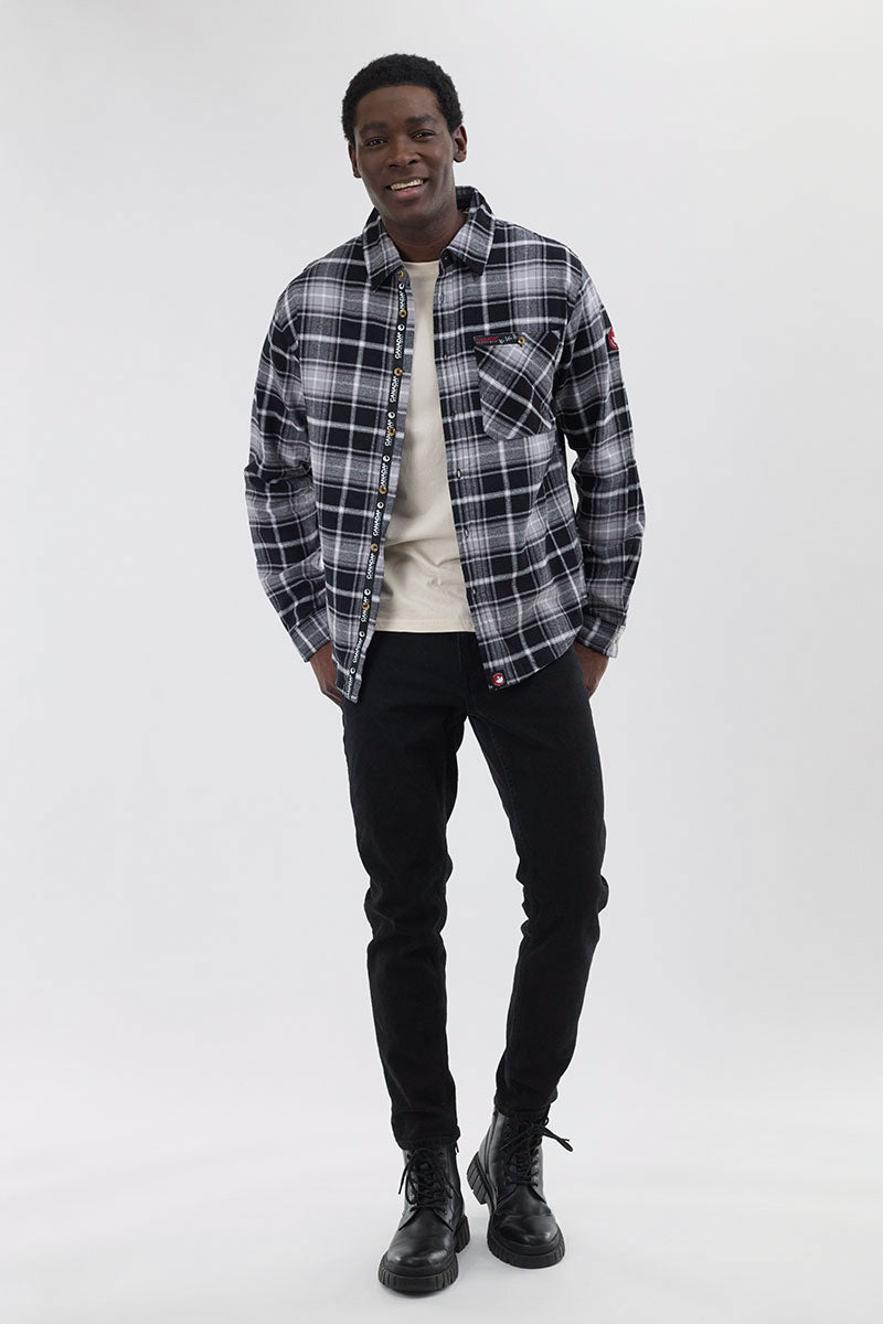 Canada Weather Gear Flannel Button Up Casual Shirt - Grey - Mens Casual Shirts - Canada Weather Gear
