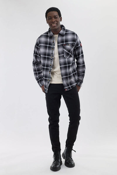 Canada Weather Gear Flannel Button Up Casual Shirt - Grey - Mens Casual Shirts - Canada Weather Gear