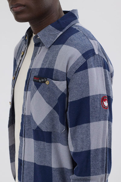 Canada Weather Gear Flannel Button Up Casual Shirt - Navy - Mens Casual Shirts - Canada Weather Gear