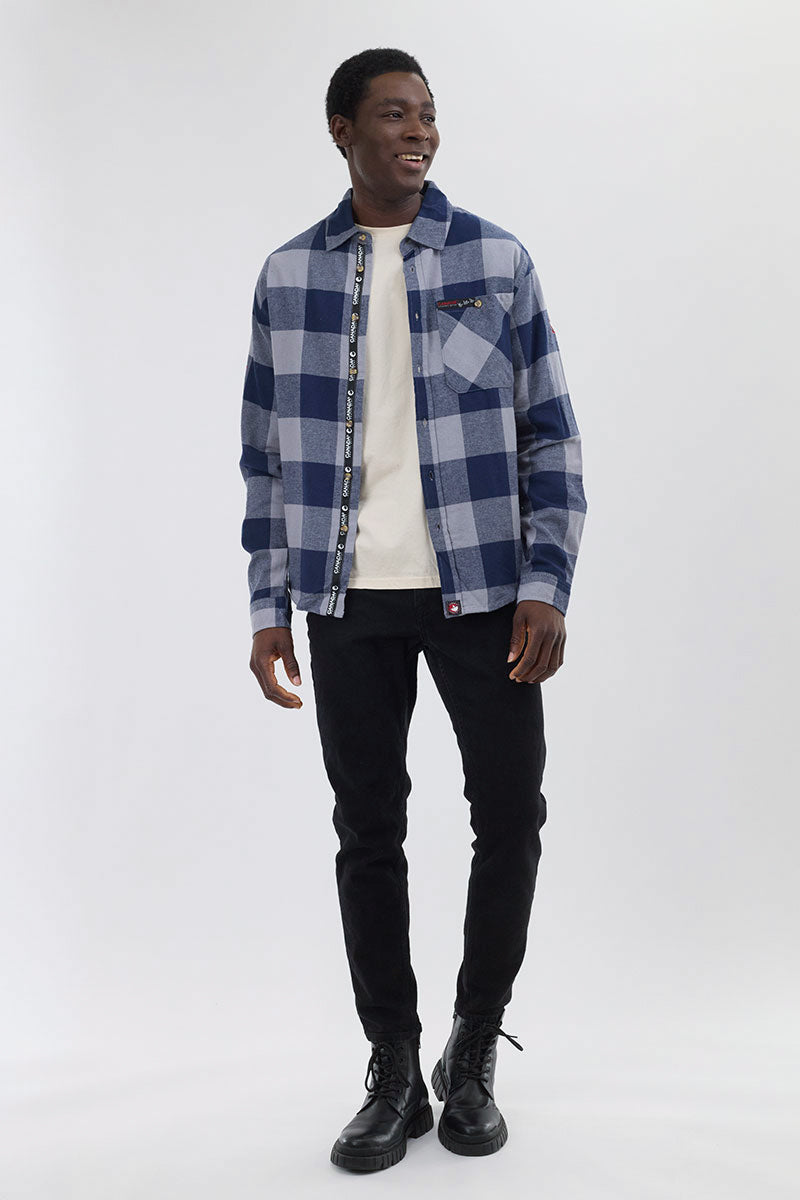 Canada Weather Gear Flannel Button Up Casual Shirt - Navy - Mens Casual Shirts - Canada Weather Gear