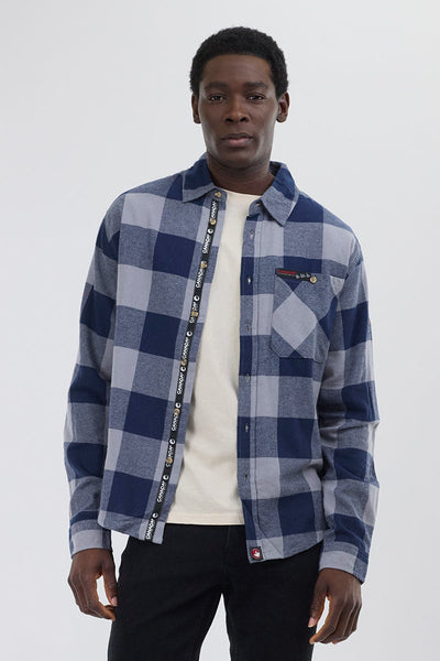 Canada Weather Gear Flannel Button Up Casual Shirt - Navy - Mens Casual Shirts - Canada Weather Gear