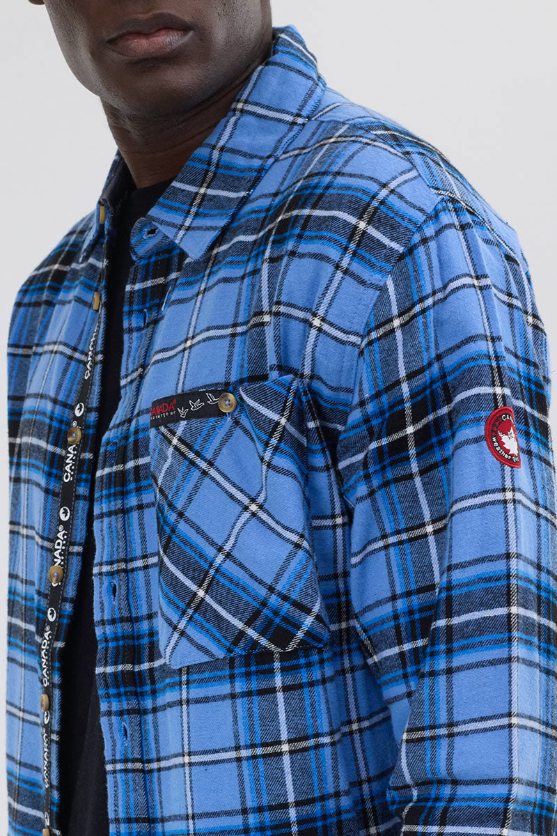 Canada Weather Gear Flannel Button Up Casual Shirt - Blue - Mens Casual Shirts - Canada Weather Gear