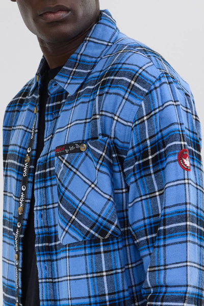 Canada Weather Gear Flannel Button Up Casual Shirt - Blue - Mens Casual Shirts - Canada Weather Gear