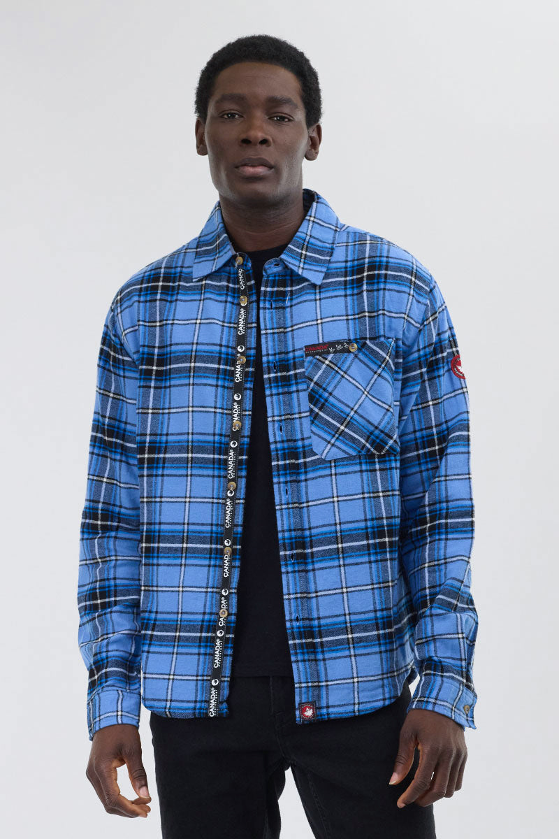 Canada Weather Gear Flannel Button Up Casual Shirt - Blue - Mens Casual Shirts - Canada Weather Gear