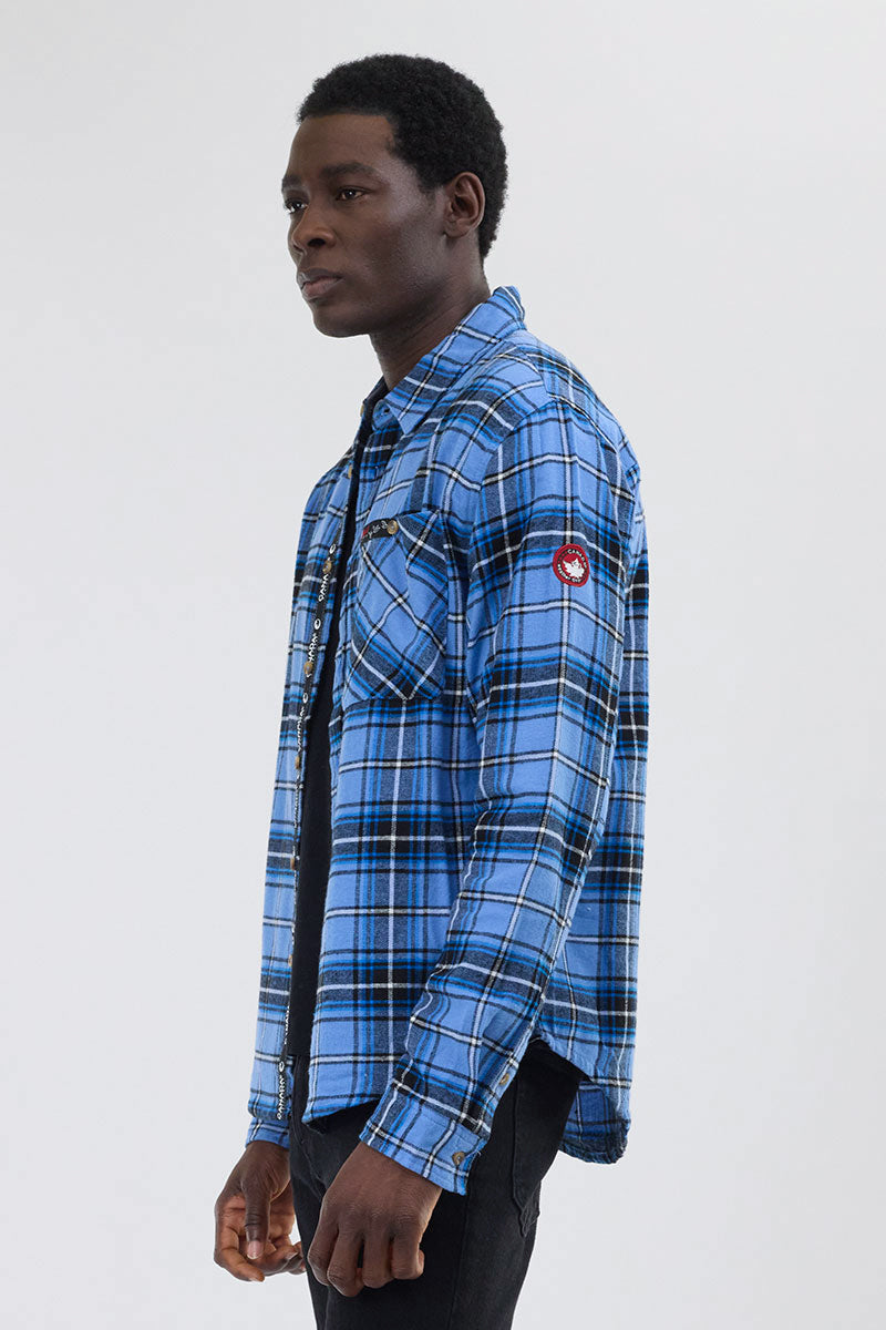 Canada Weather Gear Flannel Button Up Casual Shirt - Blue - Mens Casual Shirts - Canada Weather Gear