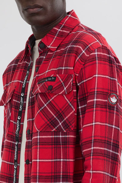 Canada Weather Gear Flannel Button Up Casual Shirt - Red - Mens Casual Shirts - Canada Weather Gear